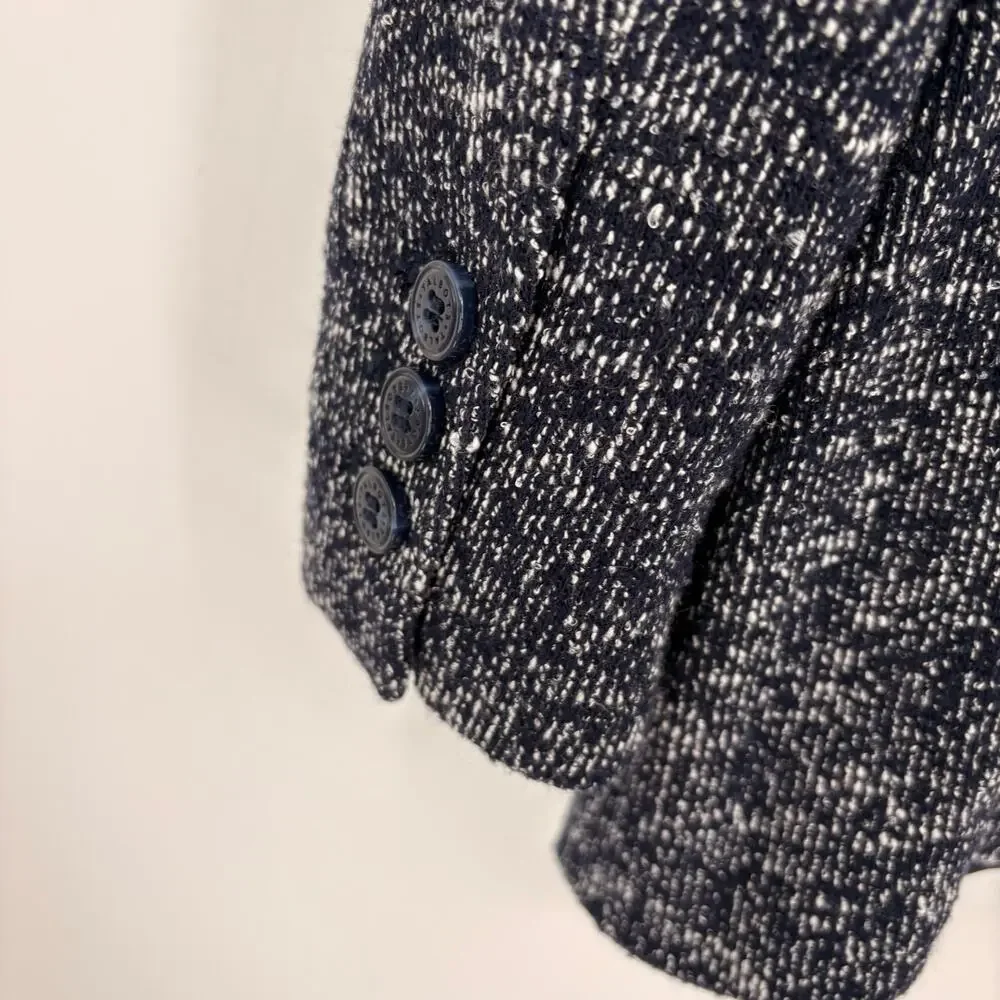 Talbots Navy Blue Marled One Button Blazer Business Career Academic‎ Size 6